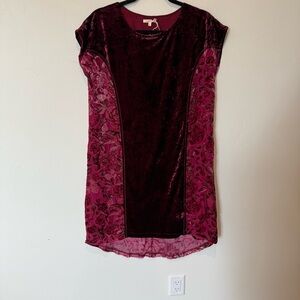 Mystree NEW Deep Red Velvet Floral Dress Womens Size Small Fairy Gothic